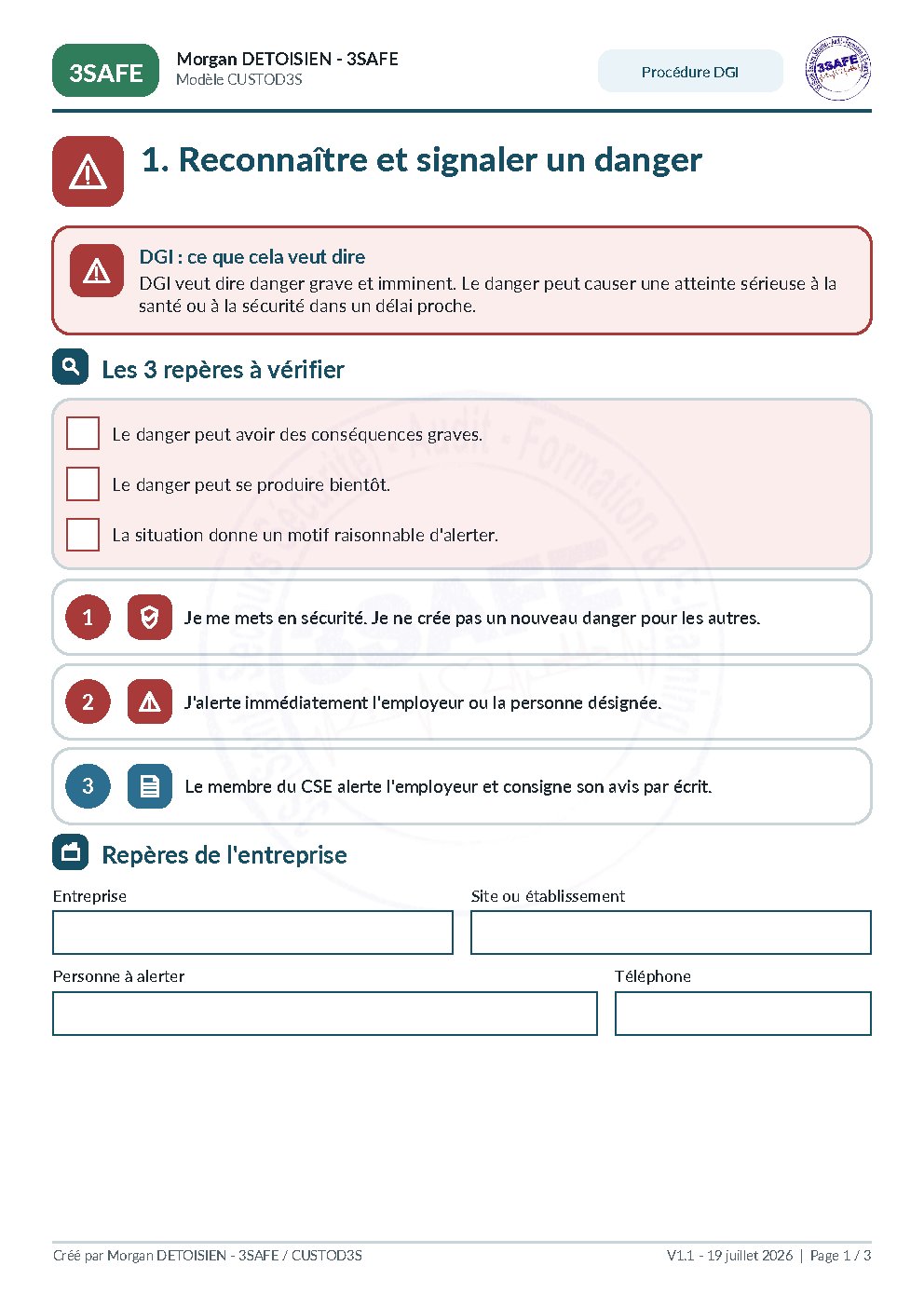 Aperçu de CSE 01 Procédure Alerte DGI