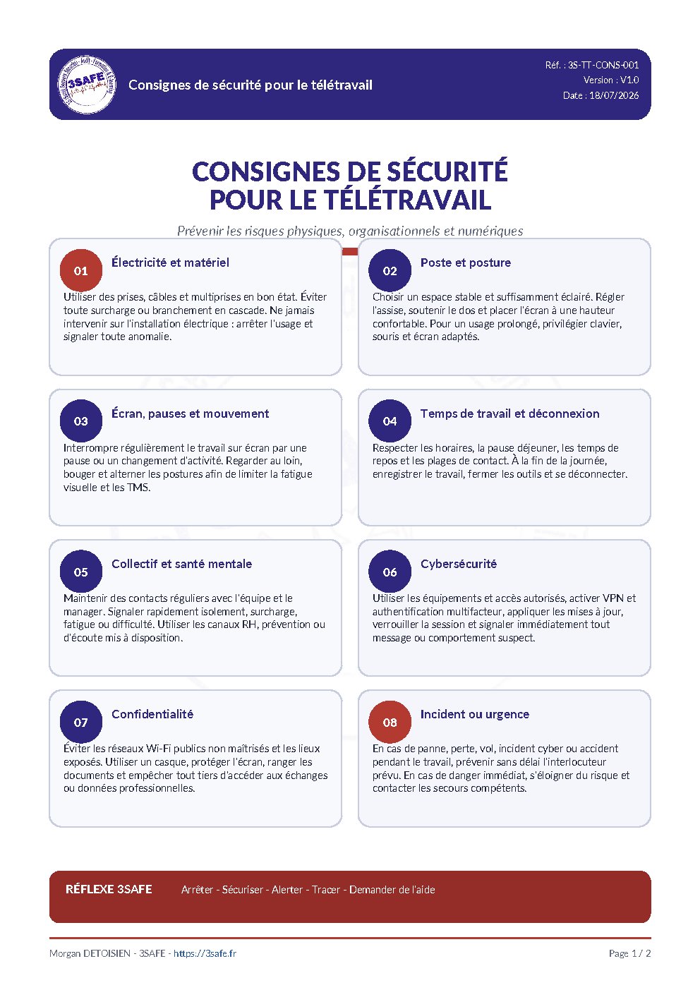 Aperçu de Consignes Sécurité Teletravail