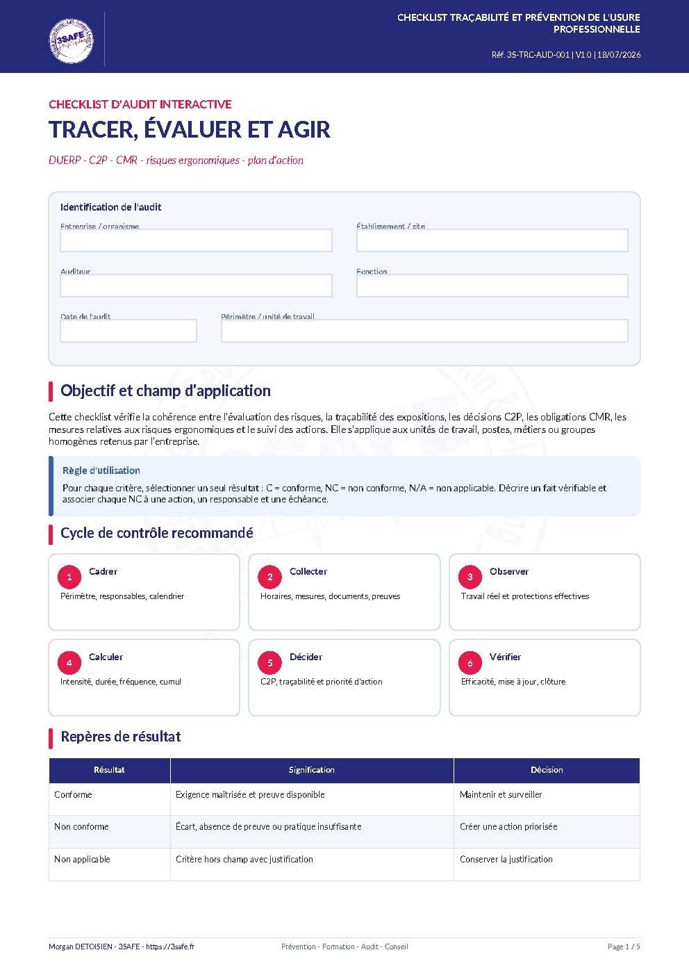 Aperçu de Checklist Tracabilite Usure Professionnelle