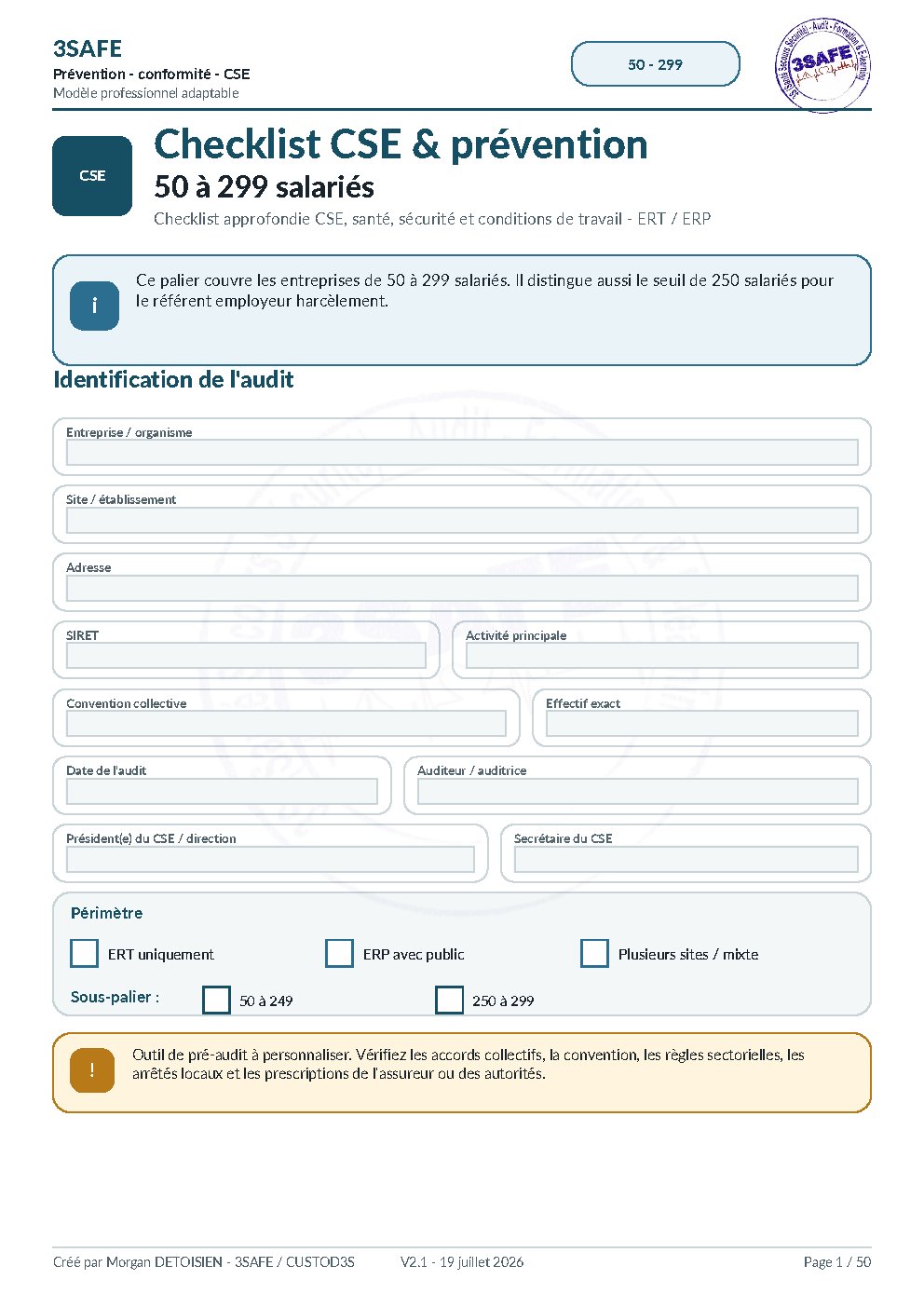 Aperçu de Checklist CSE 50 A 299