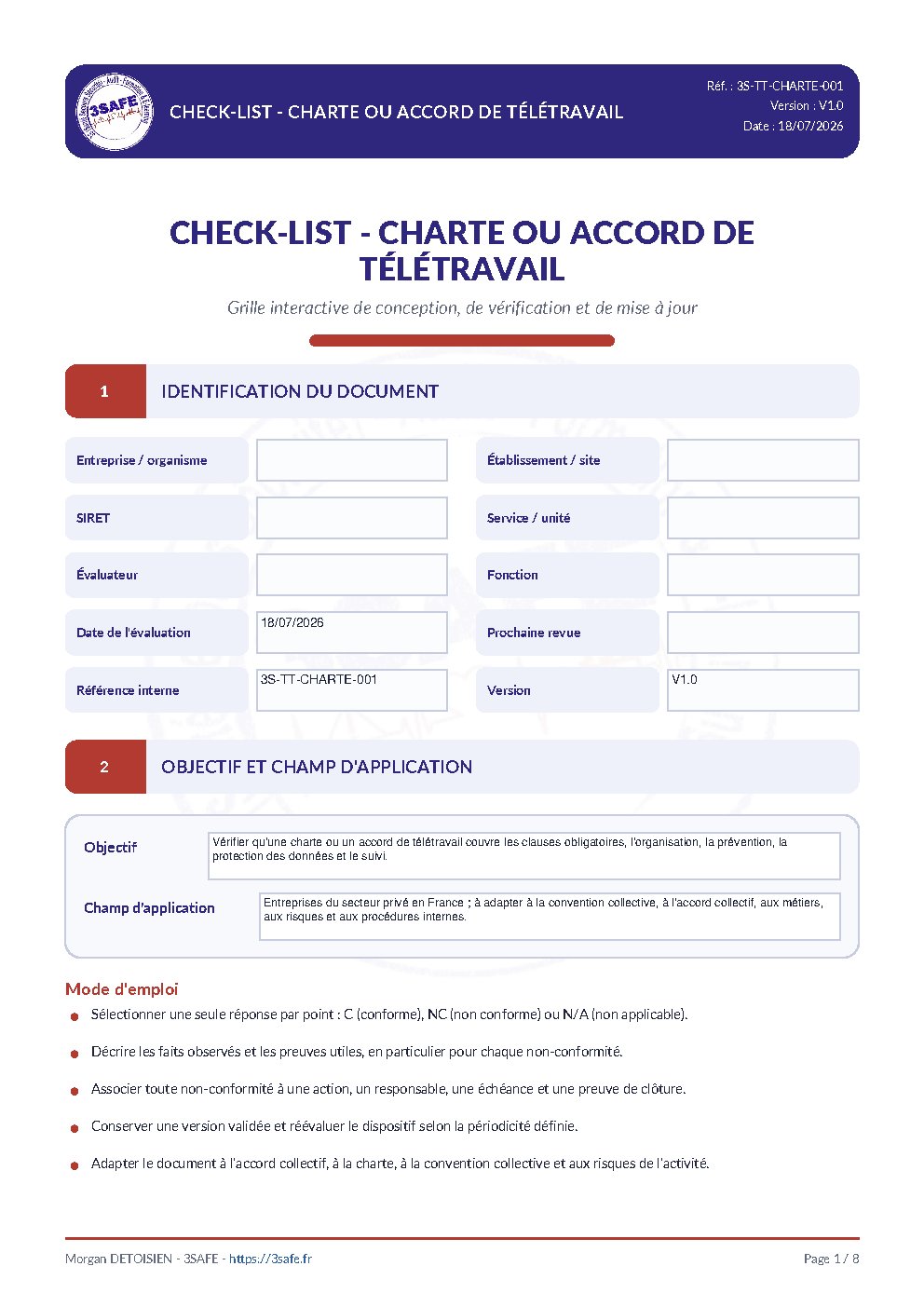 Aperçu de Checklist Charte Accord Teletravail