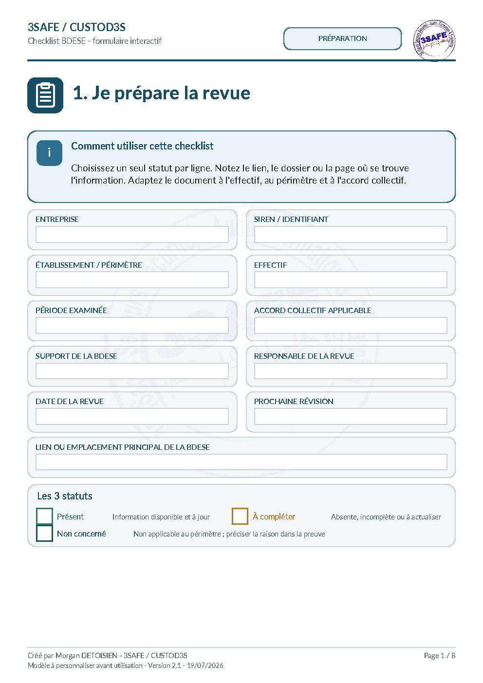 Aperçu de Checklist BDESE Interactive