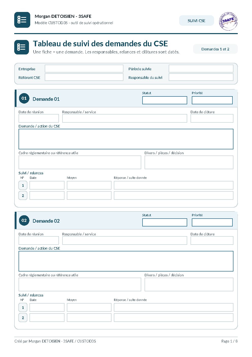 Aperçu de Tableau suivi demandes CSE remplissable
