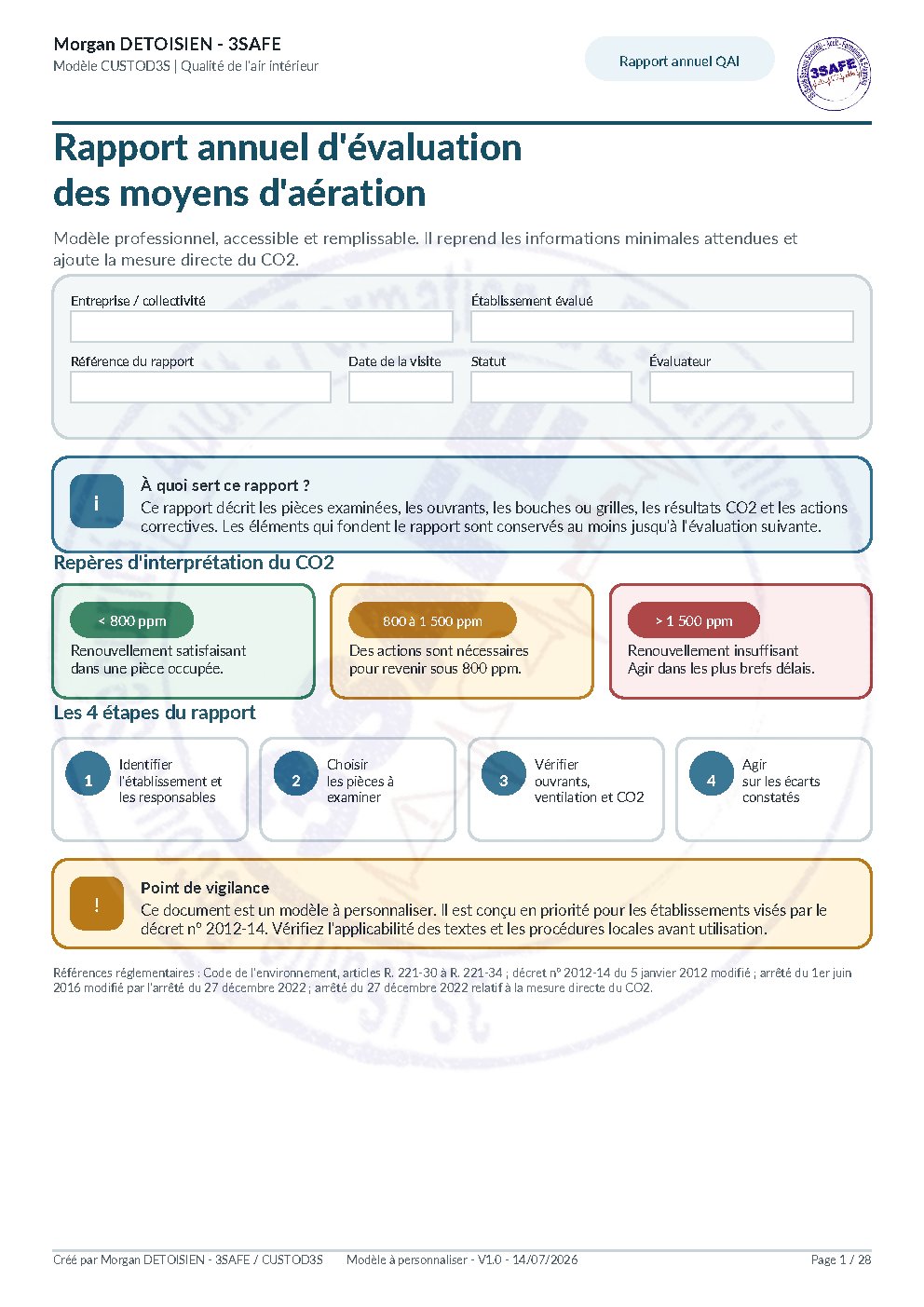 Aperçu de Rapport Évaluation Moyens Aeration Formulaire