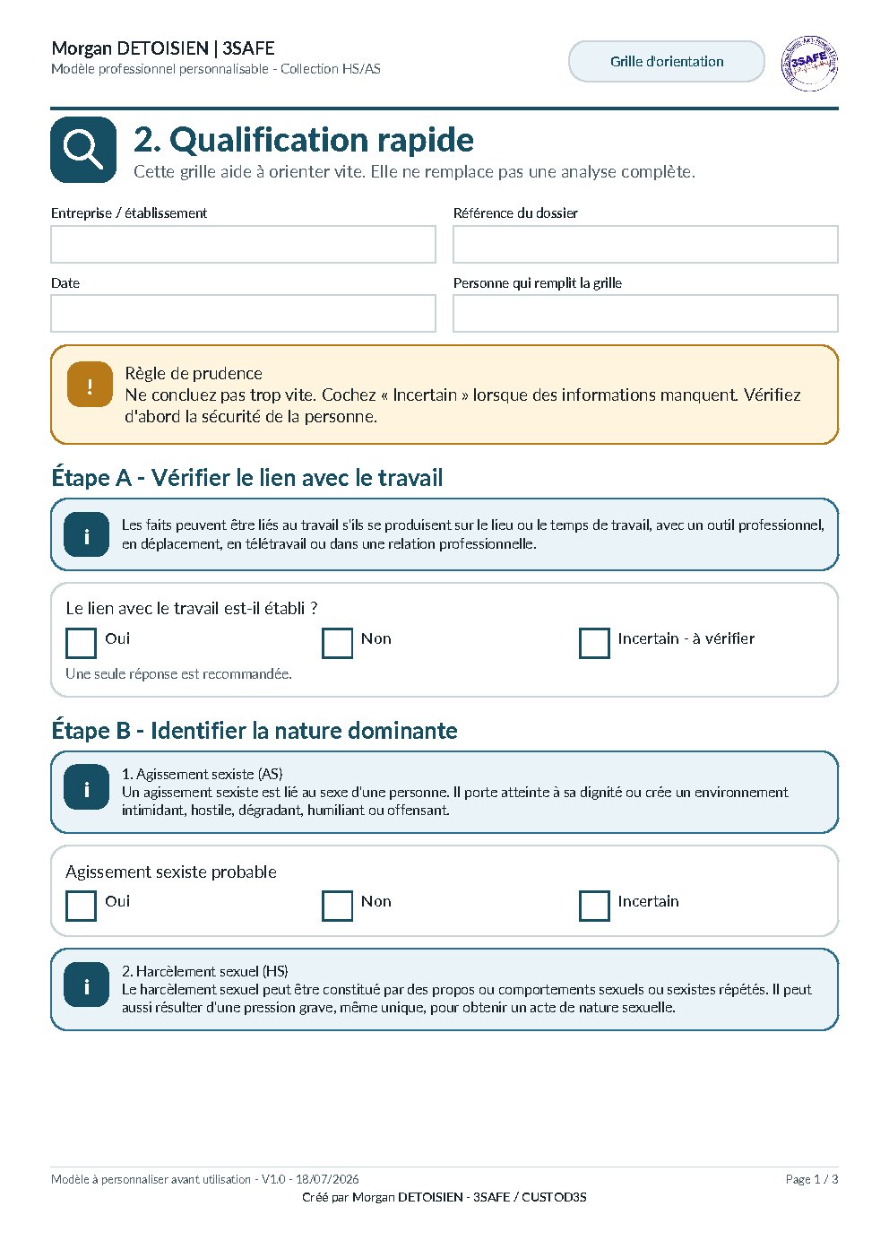Aperçu de Qualification Rapide HSAS