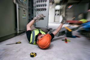 Accident at work of electrician people or Maintenance worker in