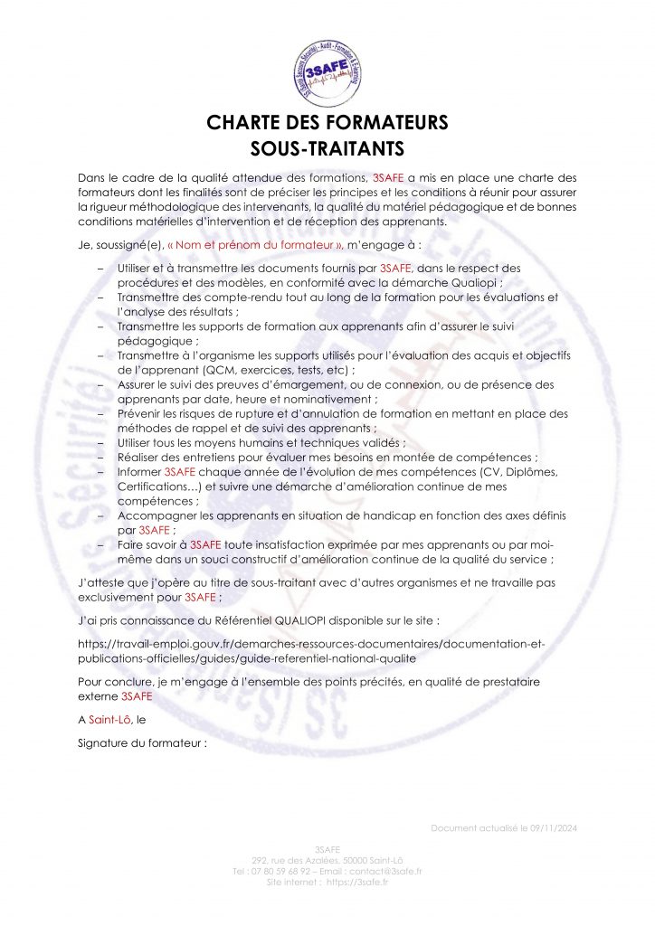 indicateur 27 charte des formateurs sous traitants 1